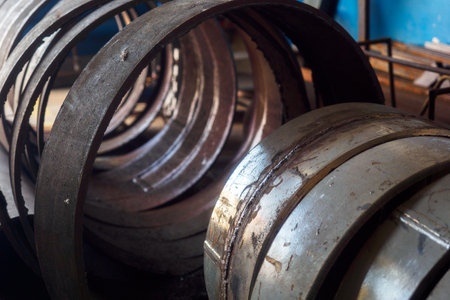 Metal rings for joining and connecting large diameter pipes. Blanks for repairing gasification pipes.の写真素材