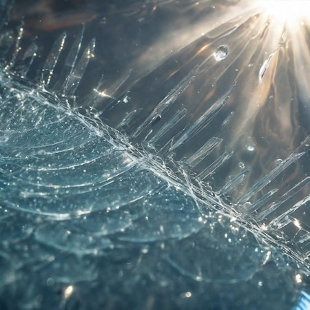 Generated by artificial intelligence. Abstract background. Broken glass effect. Cracks on surface.の素材