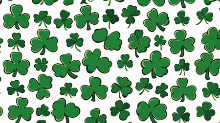 AI generated. Illustration. Trefoil green. Abstract background of repeating petals. Symbol of holiday St. Patricks Day. Irish traditions.の素材
