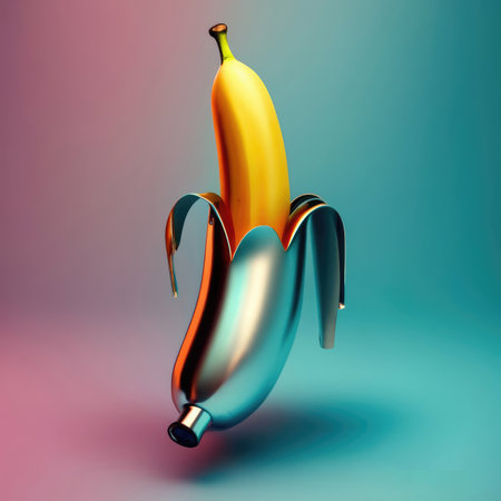 Creative banana. Homogeneous background. Aesthetics and minimalism.の素材
