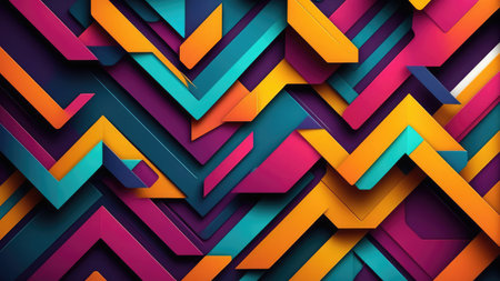 Ai generated. Illustration. Abstract background with vibrant geometric patterns for a dynamic and modern look. Bright colors and angular shapes. modern and bold look. for web design, advertising banners and media materialsの素材