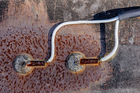 Electrical protection of metal pipes from corrosion. Type of terminal connection.の写真素材