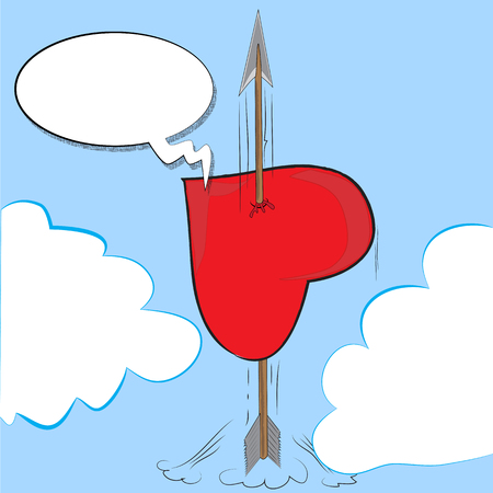 the arrow and heart are racing to the top. booble.のイラスト素材