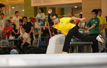 Incheon - June 30 LARP-APHARAT Yannaphon of Thailand in action during 4th Asian Indoor Martial Arts Games 2013 at Anyang Hogye Gymnasium on June 30, 2013 in Incheon, South Korea のeditorial素材