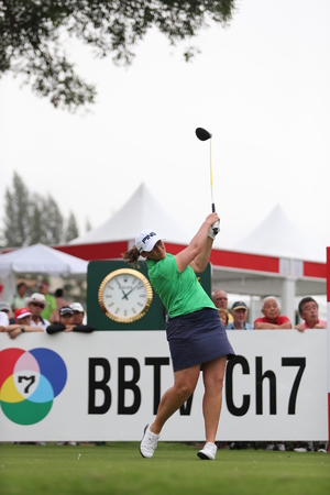 Chonburi, Thailand - FEB 20 Angela Stanford of USA in action during Honda LPGA Thailand 2014 at Siam Country Club Pattaya Old Course on February 20, 2014 in Chonburi, Thailand のeditorial素材