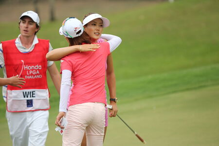 Chonburi, Thailand - FEB 20 Michelle Wie of USA in action during Honda LPGA Thailand 2014 at Siam Country Club Pattaya Old Course on February 20, 2014 in Chonburi, Thailand のeditorial素材