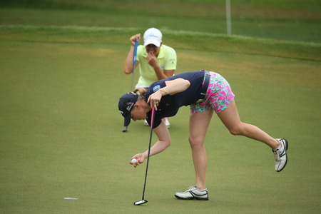 Chonburi, Thailand - FEB 21 Morgan Pressel of USA in action during Honda LPGA Thailand 2014 at Siam Country Club Pattaya Old Course on February 21, 2014 in Chonburi,   Thailand のeditorial素材