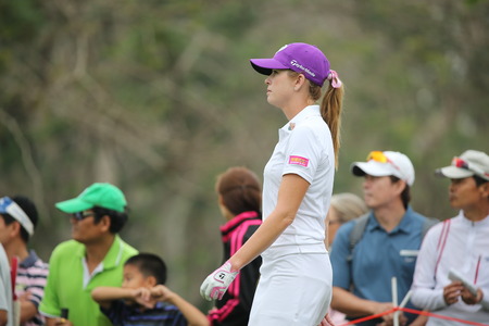 Chonburi, Thailand - FEB 21 Paula Creamer of USA in action during Honda LPGA Thailand 2014 at Siam Country Club Pattaya Old Course on February 21, 2014 in Chonburi,   Thailand のeditorial素材