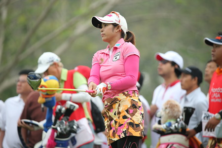 Chonburi, Thailand - FEB 21 Pornanong Phatlum of Thailand in action during Honda LPGA Thailand 2014 at Siam Country Club Pattaya Old Course on February 21, 2014 in Chonburi,   Thailand のeditorial素材