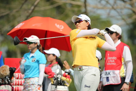 Chonburi, Thailand - FEB 23 Se Ri Pak of South Korea in action during Honda LPGA Thailand 2014 at Siam Country Club Pattaya Old Course on February 23, 2014 in Chonburi,   Thailand のeditorial素材