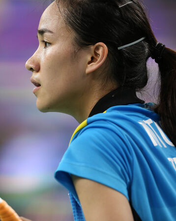 INCHEON - SEP 25: Nitchaon JINDAPOL of Thailand participates in 2014 Incheon Asian Games at Gyeyang Gymnasium on September 25, 2014 in Incheon, South Korea.のeditorial素材