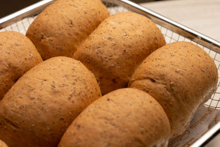 Black bread in a basket.
