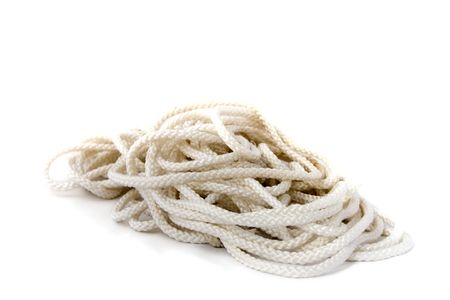 White messy rope on white backgroundの写真素材