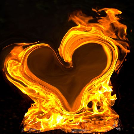 Burning heart, flames in the shape of a heart