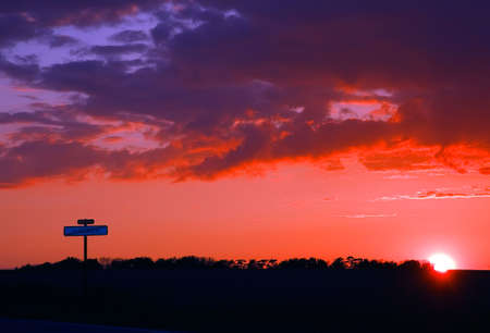 Orange and purple sunsetの写真素材