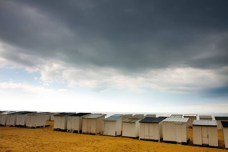 Wooden beach houses in a rowの写真素材