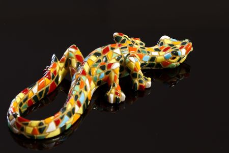 Miniature Gaudi lizard made of ceramic mosaic tilesの写真素材