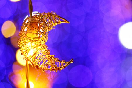 Haft moon and bokehの写真素材