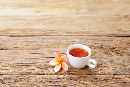 Red tea and flowerの写真素材