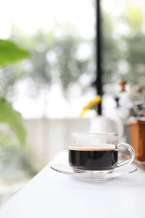 Coffee glass cup and coffee utensilsの写真素材