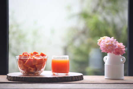 Papaya juice organic healthy drinkの写真素材