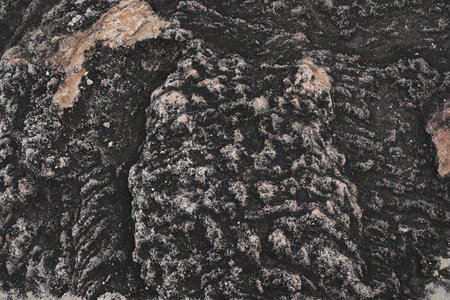 Ancient dark mud rock stone texture with small pebbles, pha taem national parkの写真素材