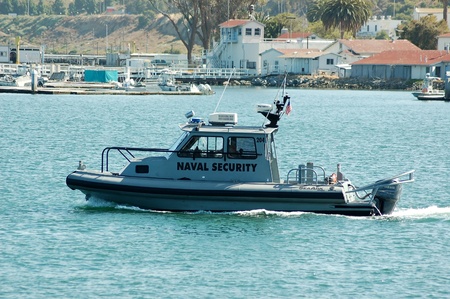 San Diego, California, June 21, 2010 - A U.S. Naval Security Boat performing Harbor Patrol.のeditorial素材
