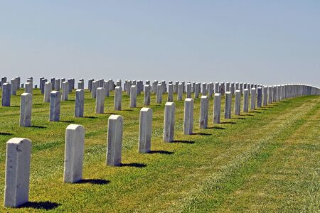 Rows of gravestones at a large cemetary 