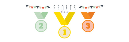 Medal (Sports), vector illustration of Three medals.のイラスト素材