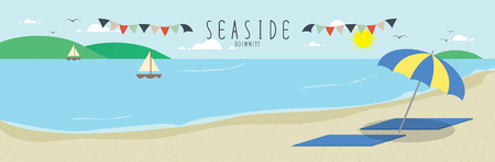 Seaside relaxation in summer vector illustration.のイラスト素材