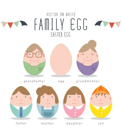 Vector Illustration Cute Family Characters Of Easter Eggs.のイラスト素材