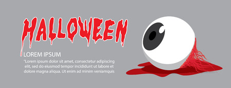 Illustration vector banner of eyeball on the floor on Halloween in order to makes the horror and scary flat style.のイラスト素材