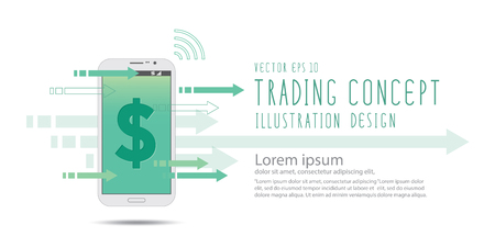 Illustration vector financial on mobile phone banner.のイラスト素材