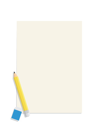 Illustration pencil and eraser on a blank paper.のイラスト素材