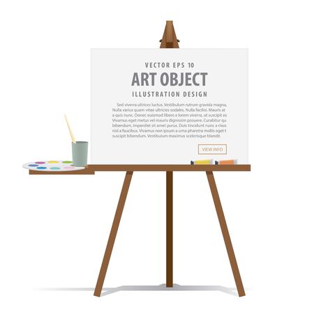 Art easel and canvas with Equipment for painting for advertising and presentation illustration vector.のイラスト素材
