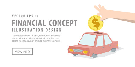 Illustration vector Banner Saving money and spending for car. Finance Concept.のイラスト素材