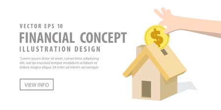 Illustration vector Banner Saving money and spending for housing. Finance Concept.のイラスト素材