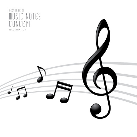 Illustration vector graphics icon symbol of Music notes and Treble Clef on white backgroundのイラスト素材