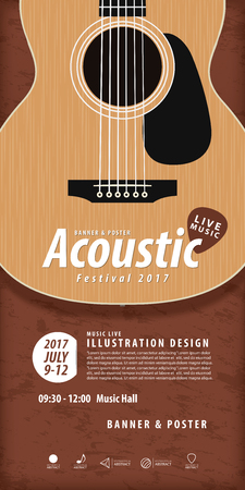 Guitar, Musical instrument design realistic style and poster music festival layout for commercial vector. Musical instrument and music concept.のイラスト素材