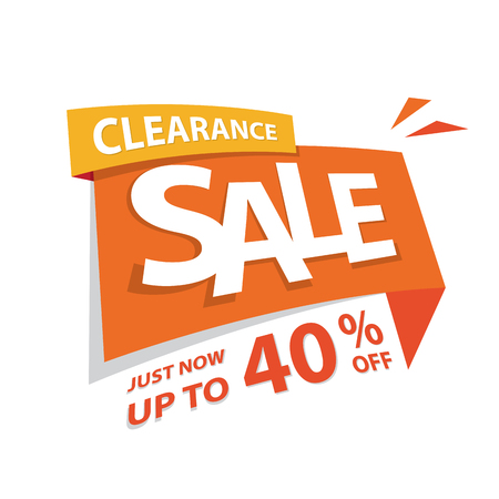 Clearance Sale orange tag 40 percent heading design for banner or poster. Sale and Discounts Concept. Vector illustration.のイラスト素材