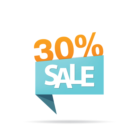 Vol.4 Sale sign set blue and orange 30 percent heading design for banner or poster. Sale and Discounts Concept. Vector illustration.のイラスト素材
