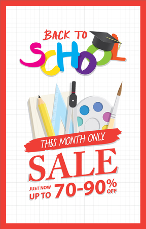 Back To School Sale heading design promotion price tag for banner or poster.のイラスト素材