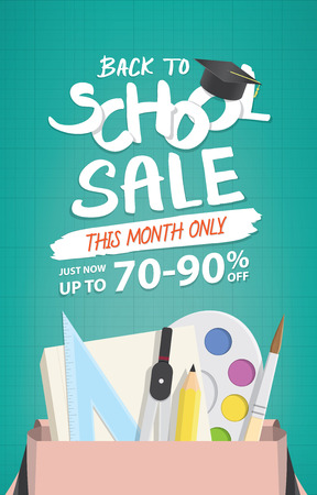 Back To School Sale heading design promotion price tag for banner or poster.のイラスト素材