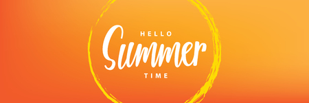 Hello summer time heading design for banner or poster. Summer event concept. Vector illustration.のイラスト素材
