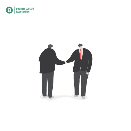 Businessmen doing handshake meaning contract or joint venture or collaboration on white background illustration vector.のイラスト素材