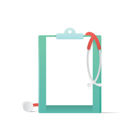 Clipboard  and Stethoscope illustration vector on white background. Medical concept.のイラスト素材