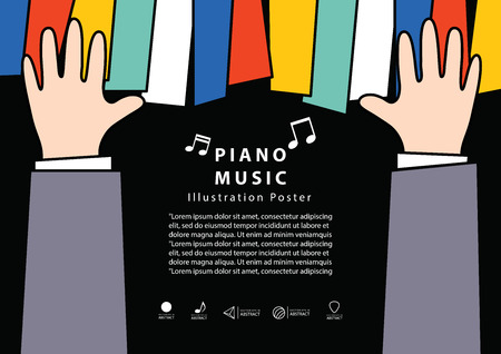 Piano music Poster A4 illustration vector. Music concept.のイラスト素材