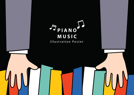Piano music Poster A4 illustration vector. Music concept.のイラスト素材