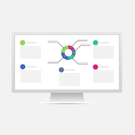 Statistics such as the diagram on the computer monitorのイラスト素材