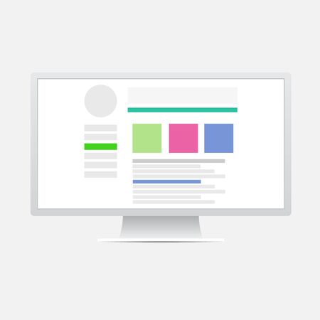 flat web site on the computer monitorのイラスト素材